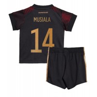 Camiseta Alemania Jamal Musiala #14 Segunda Equipación Replica Mundial 2022 para niños mangas cortas (+ Pantalones cortos)
